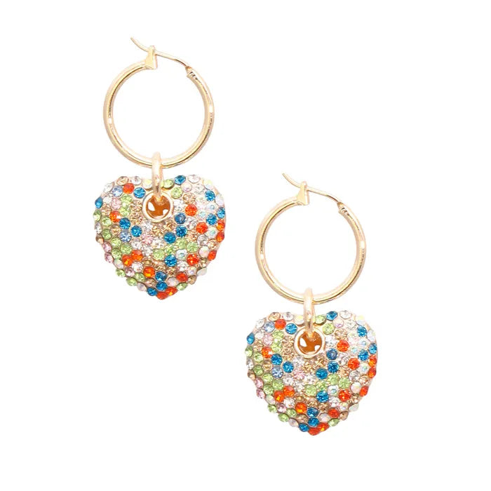Heart Charm Hoop Earrings