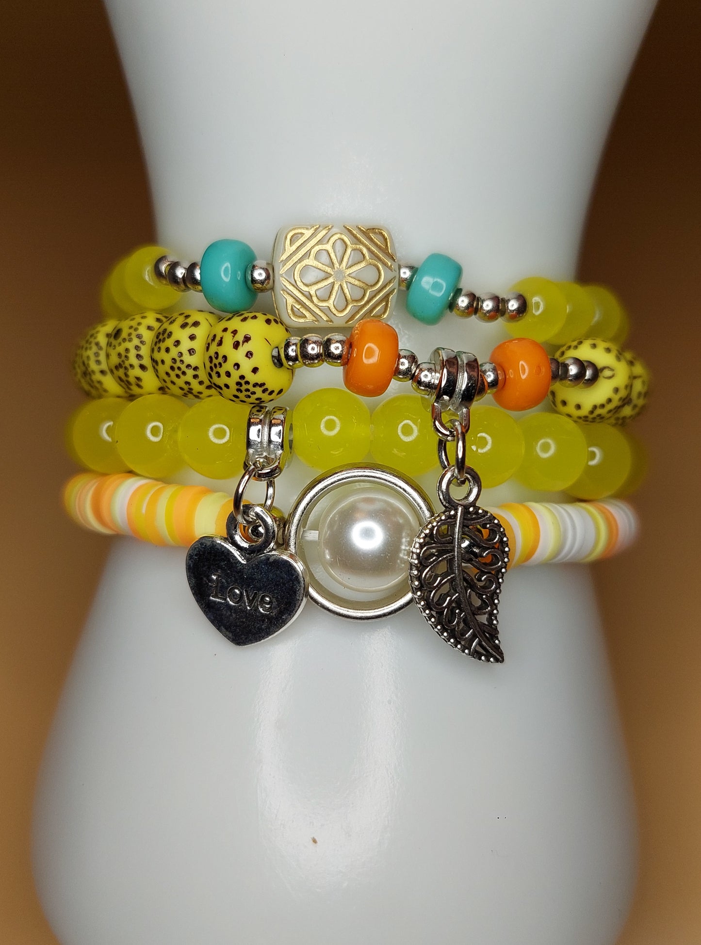 Love Leaf Beaded Stack