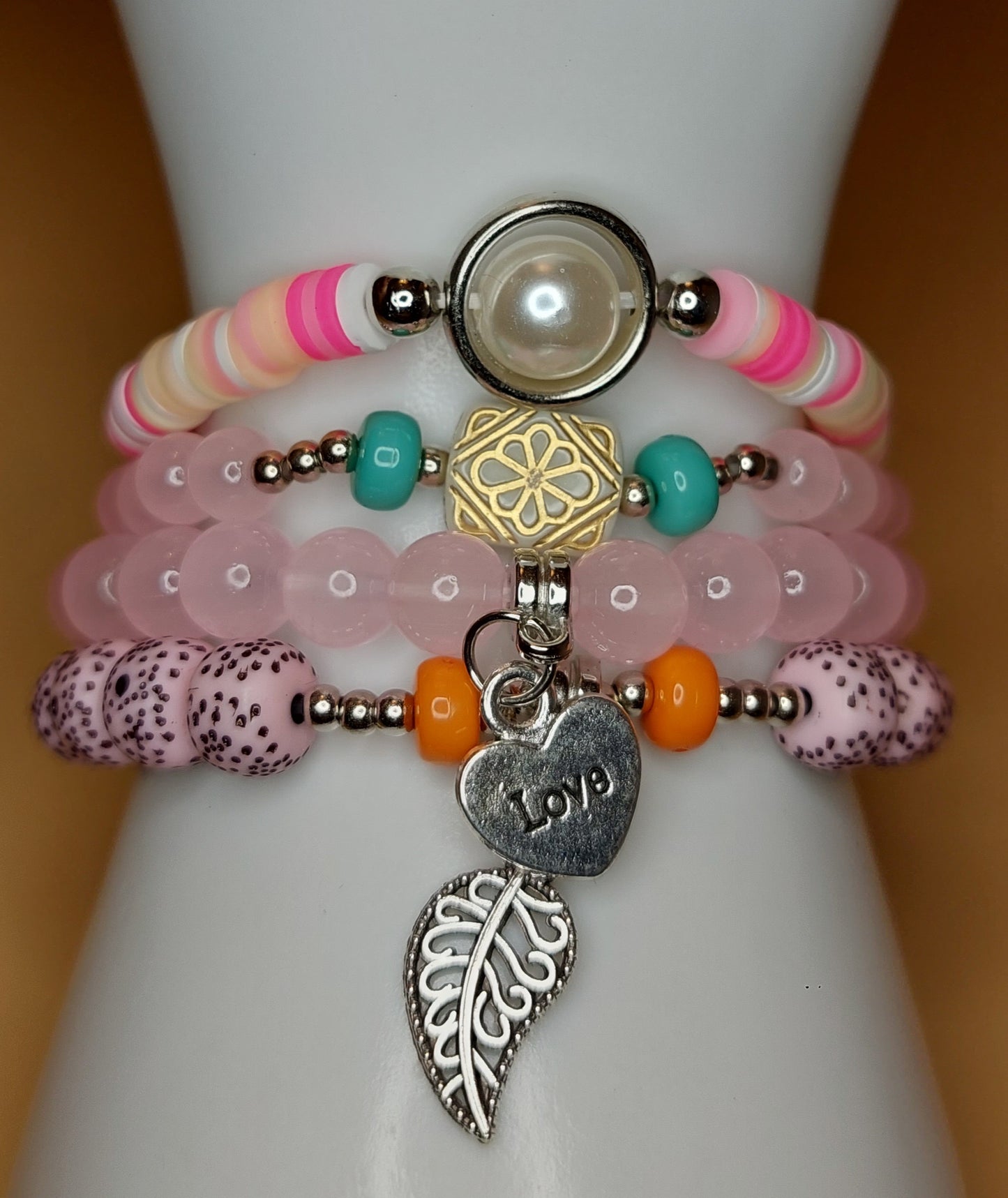 Love Leaf Beaded Stack