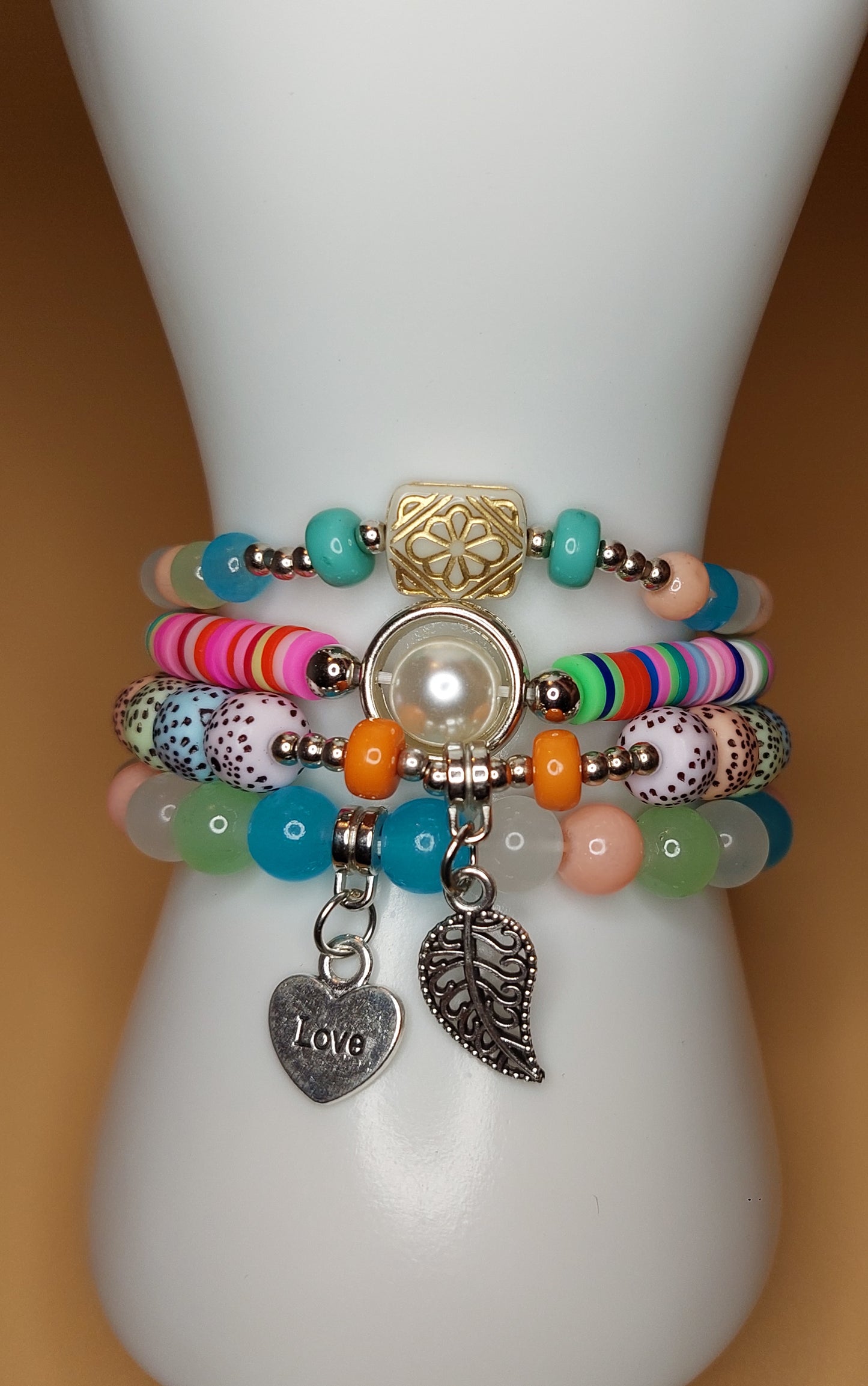 Love Leaf Beaded Stack