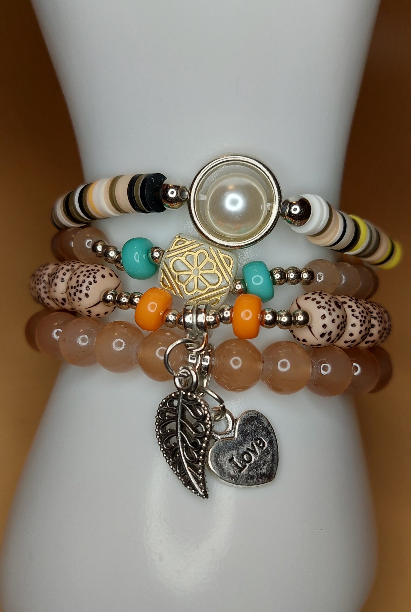 Love Leaf Beaded Stack